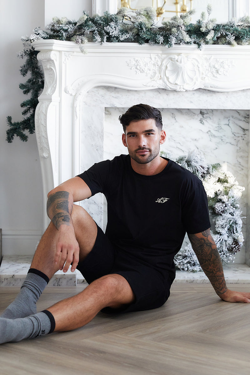 Personalised Mens Short Pyjama Set - Black | HA Designs LTD