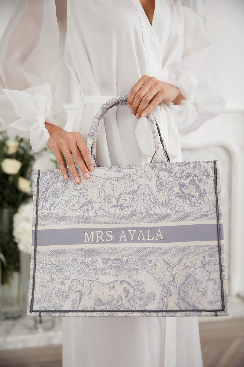 Personalised Bridal Tote Bag - Grey | HA Designs LTD