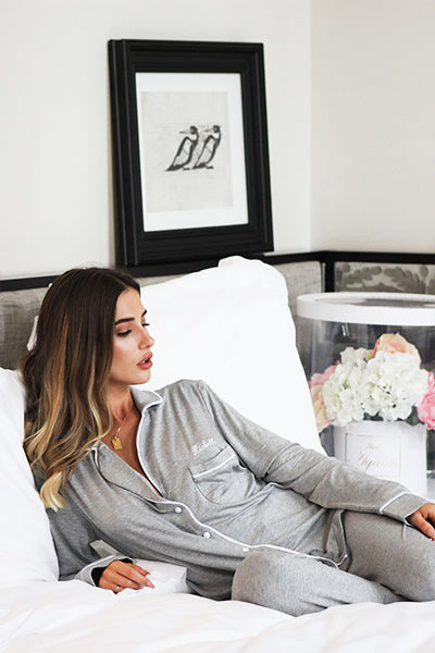 Personalised Jersey Long Sleeve Pyjama Set - Grey | HA Designs LTD